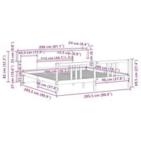 Bed met boekenkast zonder matras massief grenenhout 200x200 cm - thumbnail