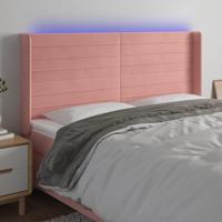 Hoofdbord LED 183x16x118/128 cm fluweel roze - thumbnail