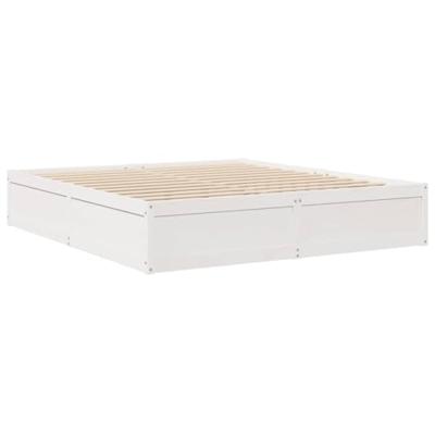 Bedframe zonder matras massief grenenhout wit 200x200 cm Bedframe zonder matras massief grenenhout wit 200x200 cm