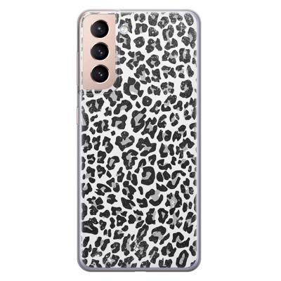 Samsung Galaxy S21 siliconen telefoonhoesje - Luipaard grijs