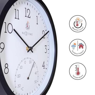 NeXtime NE-4313 Marigold Buitenklok met Temperatuur Aanduiding 30.5 cm Zwart/Wit NeXtime NE-4313 Marigold Buitenklok met Temperatuur Aanduiding 30.5 cm Zwart/Wit