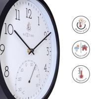 NeXtime NE-4313 Marigold Buitenklok met Temperatuur Aanduiding 30.5 cm Zwart/Wit - thumbnail
