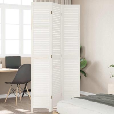 Kamerscherm met 3 panelen massief paulowniahout wit