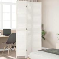 Kamerscherm met 3 panelen massief paulowniahout wit - thumbnail