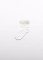 Abel & Lula Zomer sokken tule ruffel meisjes - creme wit - thumbnail