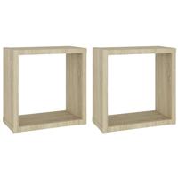 Wandschappen kubus 2 st 30x15x30 cm sonoma eikenkleurig - thumbnail