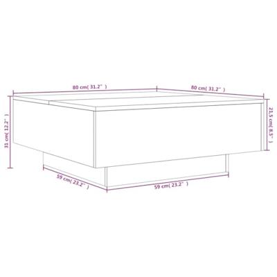 Salontafel met LED-verlichting 80x80x31 cm wit