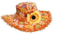 Hoed Ibiza met zonnebloem oranje - thumbnail