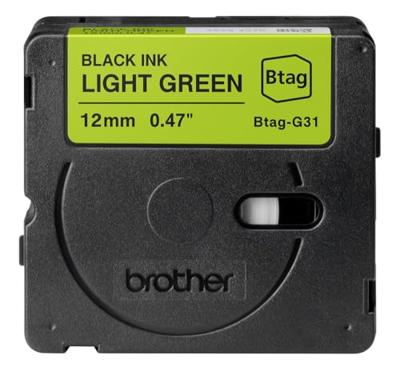 Brother BTAG-G31 labelprinter-tape Zwart op groen Brother BTAG-G31 labelprinter-tape Zwart op groen