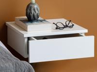 Zwevend nachtkastje AMIGO 1 lade mat wit - thumbnail