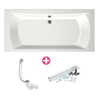 Xenz Robijn Duobad - 180x80x48 - afvoer Midden - acryl - wit mat 6987-03 - thumbnail