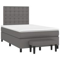 Boxspring met matras kunstleer grijs 120x190 cm - thumbnail