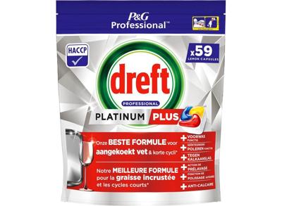 Dreft Platinum Plus Lemon vaatwastabletten, pak van 59 capsules