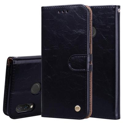 Zakelijke stijl olie Wax textuur horizontale Flip leren Case voor Huawei Nova 3 met houder & kaartsleuven & portemonnee (zwart)