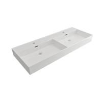 Wastafel Dubbel Plieger Kansas 2 Kraangaten 120x46,6 cm met Overloop Mat Zwart - thumbnail