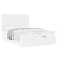 Ottoman bed met matras 140x200cm kunstleer wit - thumbnail