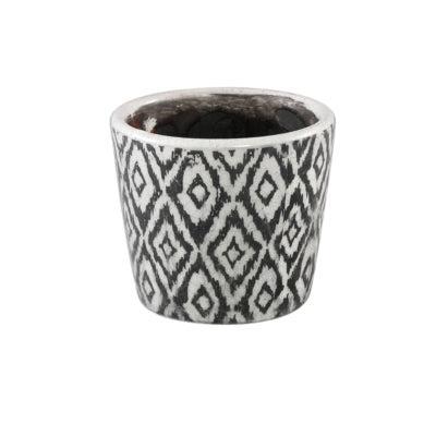PTMD bloempot beire s ikat print zwart/wit 10 cm | 12 stuks