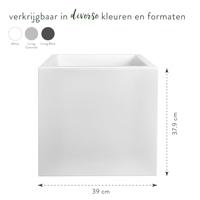 Elho Vivo Next Square 40 Bloembak - Wit - Ø 39 x H 38 cm - binnen/buiten - 100% gerecycled - thumbnail