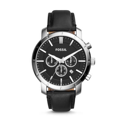 Horlogeband Fossil BQ1279 Leder Zwart 22mm Horlogeband Fossil BQ1279 Leder Zwart 22mm