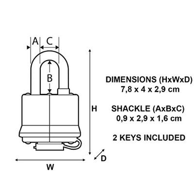Masterlock Gelamineerd Hangslot 40mm - 7804EURD 7804EURD - thumbnail