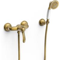 Douchemengkraan Tres Clasic 1 Hendel Incl Handdouche en Doucheslang Verouderd Messing Tres - thumbnail