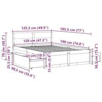 Bedframe zonder matras massief grenenhout wasbruin 120x190 cm - thumbnail