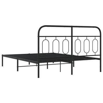 Bedframe met hoofdbord metaal zwart 140x200 cm