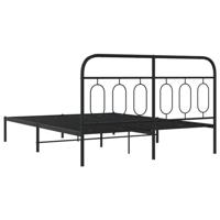Bedframe met hoofdbord metaal zwart 140x200 cm - thumbnail
