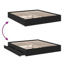 Bedframe met lades bewerkt hout zwart 200x200 cm - thumbnail