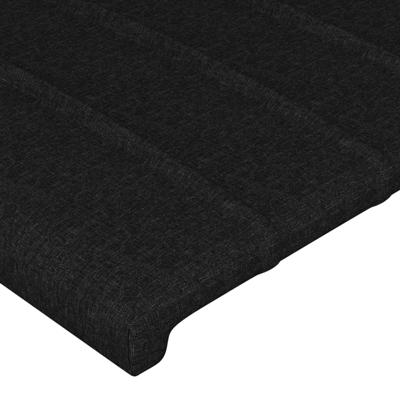 Hoofdbord met randen 163x16x118/128 cm stof zwart - thumbnail