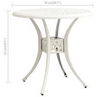 Tuintafel 78x78x72 cm gietaluminium wit - thumbnail