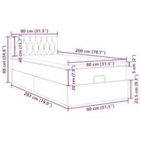 Ottoman bed met matras en LED's 80x200cm fluweel lichtgrijs - thumbnail