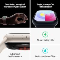 Apple Watch Series 9 (GPS 45 mm) Smartwatch - Kast van middernacht aluminium - Middernacht sportbandje M/L. Conditie bijhouden, Saturatie-app en Ecg-app, Always-on Retina-display, waterbestendig - thumbnail