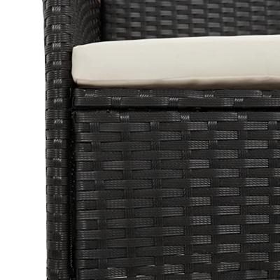 Tuinstoelen 2 st met kussens poly rattan zwart