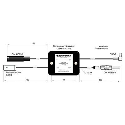Blaupunkt Autoantenne-adapter DIN 150 Ω, SMB-stekker 2006017472609