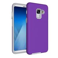 Voor Galaxy A8 PLUS (2018) antislip Armor textuur TPU + PC beschermende Case Back Cover Shell(Purple) - thumbnail