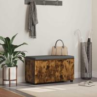 Halbank met kussen met opslag Gerookt eiken 80 x 38 x 46 cm - thumbnail