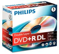 Philips Dvd+R Double Layer 8,5Gb 8Xspeed Jewel Case 5 Stk - thumbnail