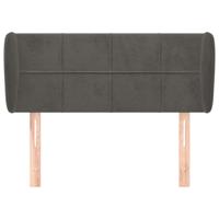 Hoofdbord met randen 83x23x118/128 cm fluweel donkergrijs - thumbnail