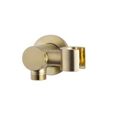 Wandaansluitbocht met kantelbare handdouchehouder rond 1/2" geborsteld messing Wandaansluitbocht met kantelbare handdouchehouder rond 1/2" geborsteld messing
