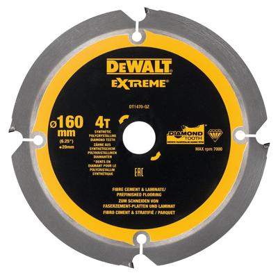 DeWALT Cirkelzaagblad voor Cementplaten | Extreme | Ø 160mm Asgat 20mm 4T - DT1470-QZ DeWALT Cirkelzaagblad voor Cementplaten | Extreme | Ø 160mm Asgat 20mm 4T - DT1470-QZ