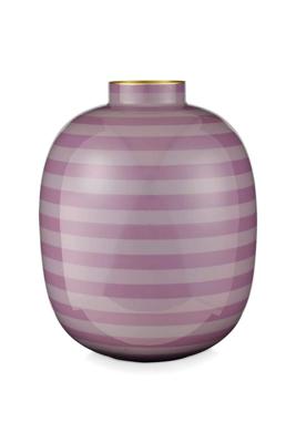 Pip Studio Metalen Vaas Stripes Lila 32cm