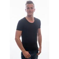 Garage T-Shirt Deep Round Neck Bodyfit Black ( art 0205) - thumbnail