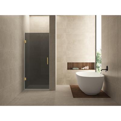 Wiesbaden Less Nisdeur - 800x2000x8mm - Nano - Rookglas - Geborsteld Messing