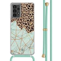 Samsung Galaxy A13 4G hoesje met mint koord - Luipaard marmer mint - thumbnail