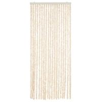 Vliegengordijn 56x200 cm chenille beige en wit - thumbnail