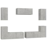 7-delige Tv-meubelset bewerkt hout betongrijs - thumbnail