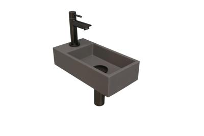 Fonteinset INK Versus 36x18x9 cm Quartz Beton Met Kraangat Links Metal Black