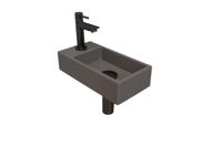 Fonteinset INK Versus 36x18x9 cm Quartz Beton Met Kraangat Links Metal Black - thumbnail