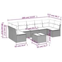 8-delige Loungeset met kussens poly rattan bruin - thumbnail